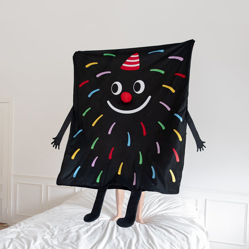 AUG8 STORE Black Bang Bang Plush Blanket Air Conditioning Blanket All Seasons Blanket - Blankets & Throws - Cotton & Hemp Black