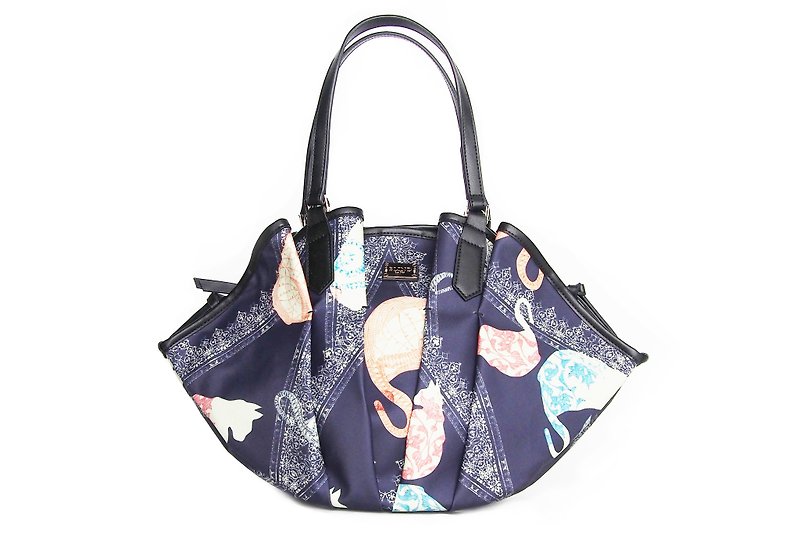 JWの扇形のハンドバッグが、香港のデザイナーのブラインド（レース子猫） - トート・ハンドバッグ - その他の素材 ブルー