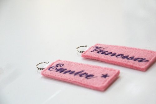 2 name tags for Bucute bags/birthday  gift/handmade/embroidered/personalized/ - Shop Bucute Other - Pinkoi