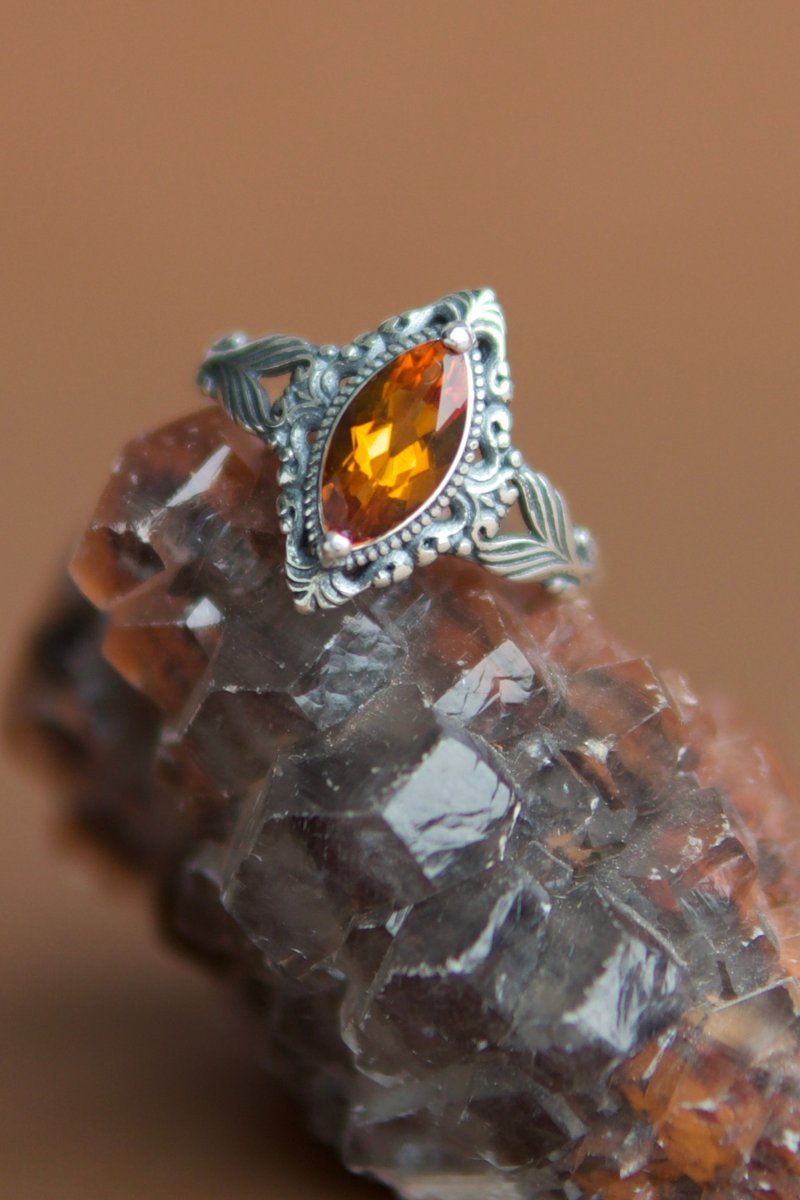 Citrine S925 Silver Ring Natural High Quality Violent Gold Money Crystal Fortune - แหวนทั่วไป - คริสตัล 