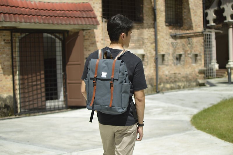 Charcoal Navy Travel Backpack, Water Resistant Laptop Backpack - Carter 308 - Backpacks - Waterproof Material Gray