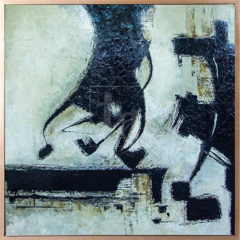Large Abstract Wall Art Abstract Painting Black And White Picture - 壁貼/牆壁裝飾 - 壓克力 灰色