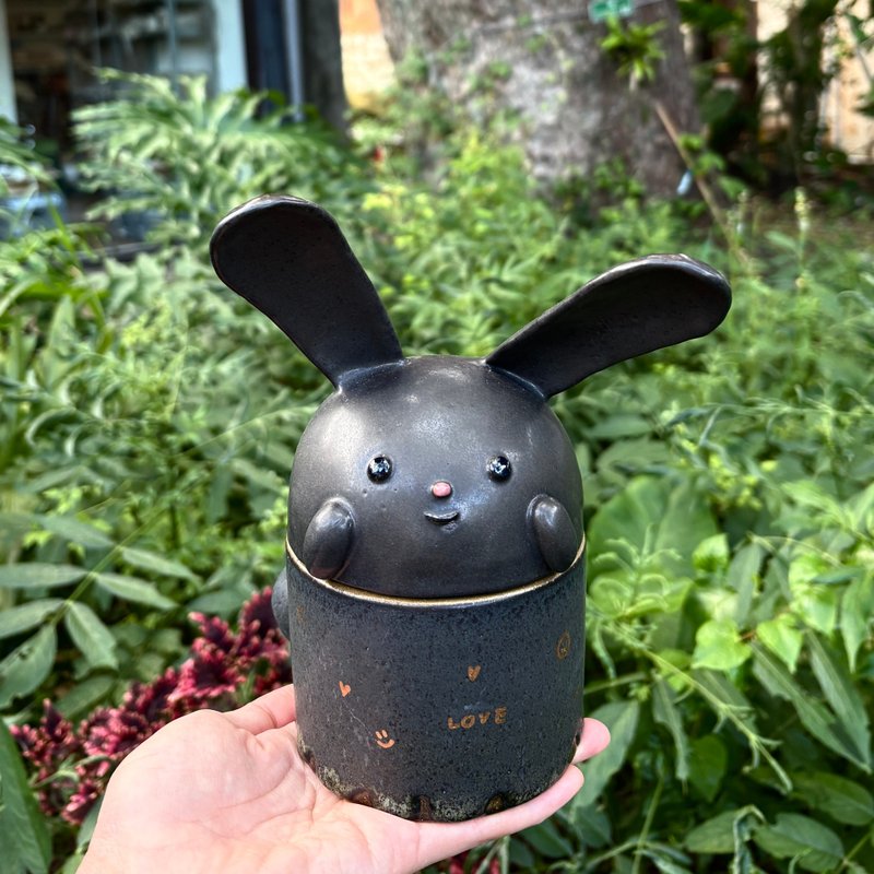 Blacky Bunny 陶罐 蠟燭罐 - 陶藝/玻璃 - 陶 黑色