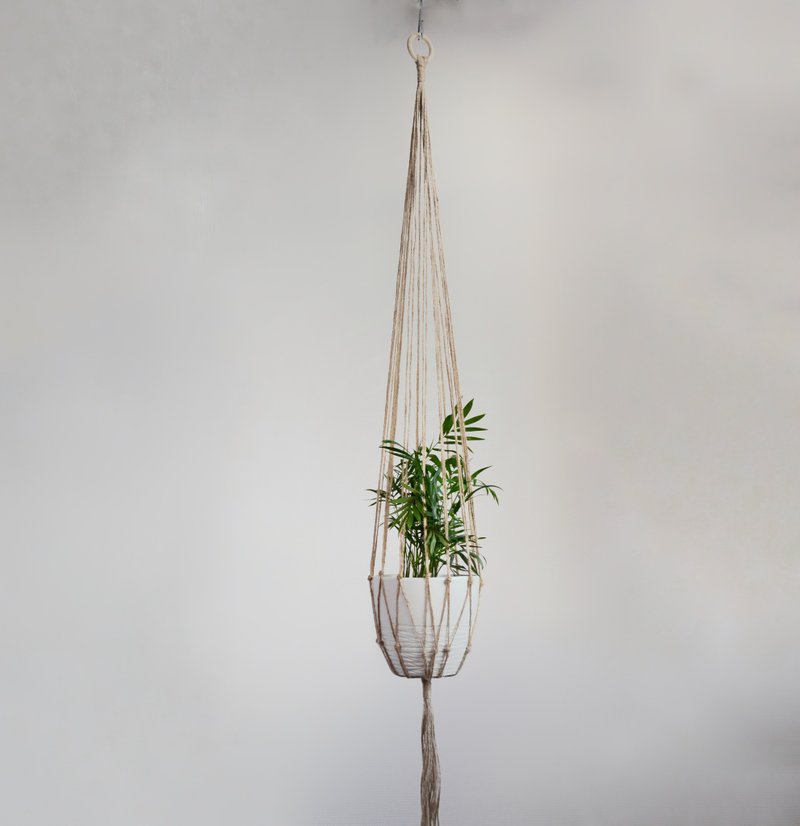 Large Macrame Plant Hanger of natural jute, eco gift idea, boho design - Plants - Cotton & Hemp Khaki