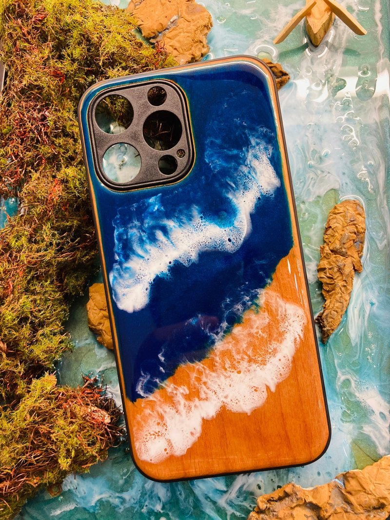 Iphone14 pro max櫻桃木手機殼 - 手機殼/手機套 - 木頭 藍色