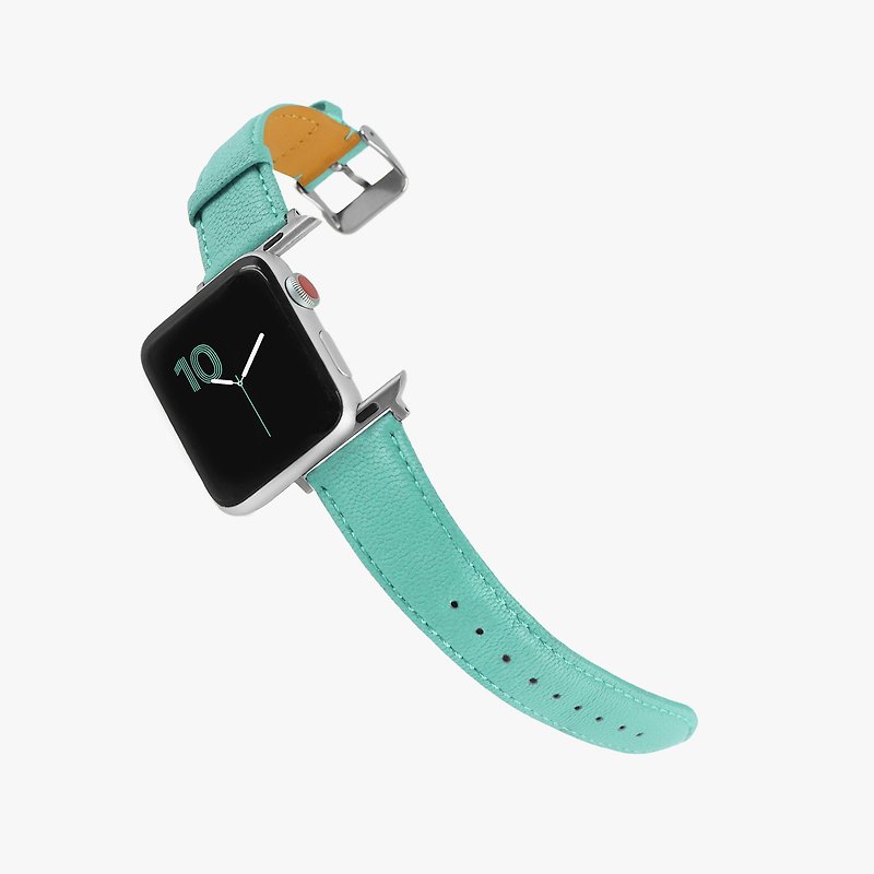 客製化禮物意大利真皮革錶帶 Apple Watch 蒂芬妮藍 - 錶帶 - 真皮 綠色