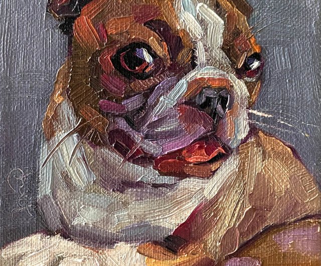 絵画　動物　写真　油絵　インテリア　雑貨　デザイン　アート 犬の油絵オリジナル、ペットの肖像画アートワーク、動物の