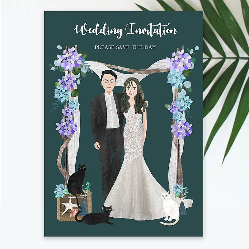 | Flower and Grass Illustration Wedding Invitation | Like Yan Painting + Flower and Grass Elements | Textured Green | Electronic File | Free Mobile Phone Wallpaper - Digital Portraits, Paintings & Illustrations - Other Materials 