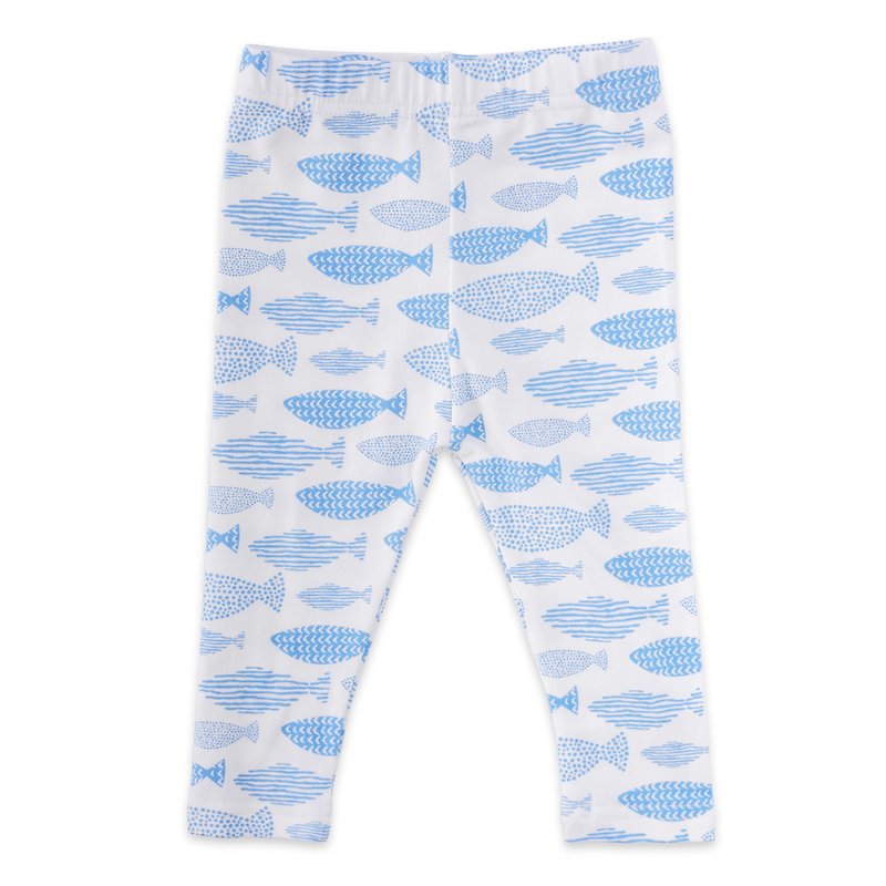 [Deux Filles Organic Cotton] Leggings - Blue Fish - กางเกง - ผ้าฝ้าย/ผ้าลินิน สีน้ำเงิน