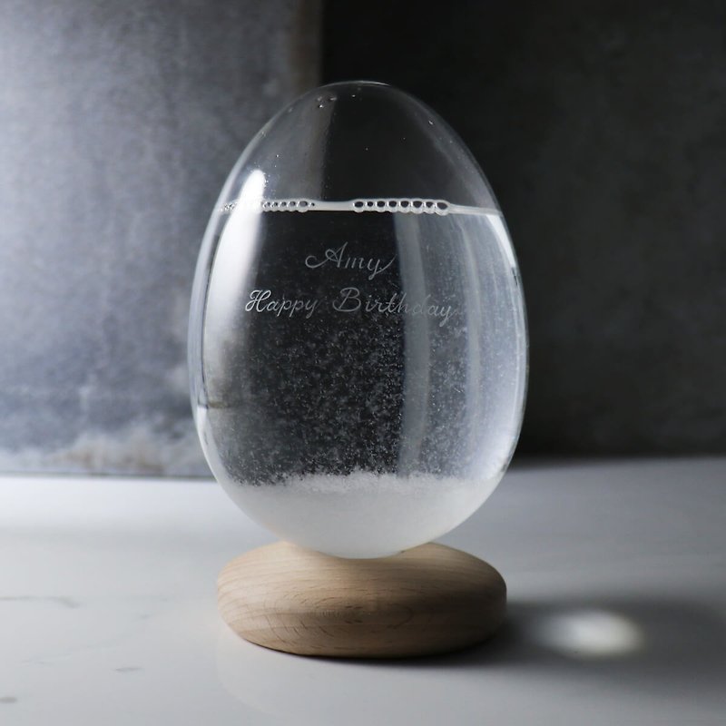 17cm【白天】日本Tempo Pulse Dawn天氣瓶刻字客製 (山毛櫸底座) - 擺飾/家飾品 - 玻璃 透明