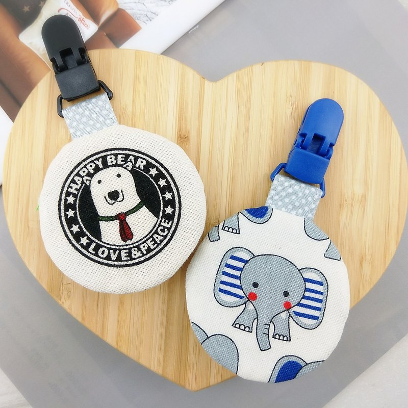 [Hot-selling combination 2 pieces] Elephant + Polar Bear. Round peace charm bag (name can be embroidered) - ซองรับขวัญ - ผ้าฝ้าย/ผ้าลินิน สีน้ำเงิน