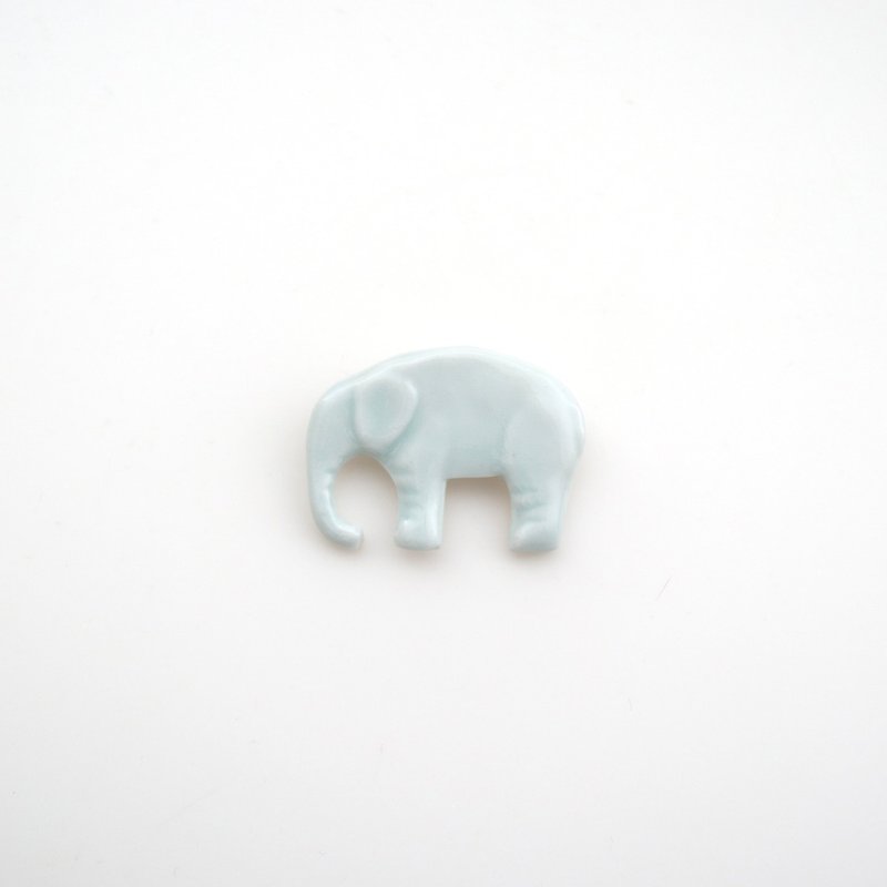 Elephant brooch - ブローチ - 磁器 イエロー