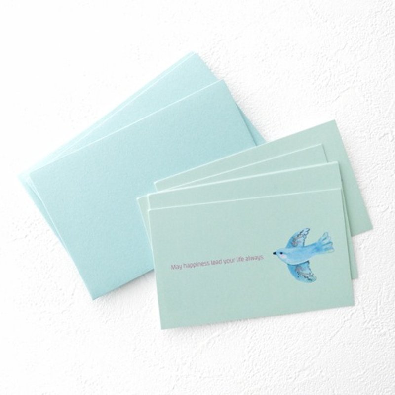 訊息卡套組（傳遞豐收喜悅的小鳥 / 綠色） - 心意卡/卡片 - 紙 