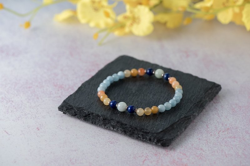 Duobao series. Like a brocade. 6mm single layer bracelet. - Bracelets - Semi-Precious Stones Multicolor
