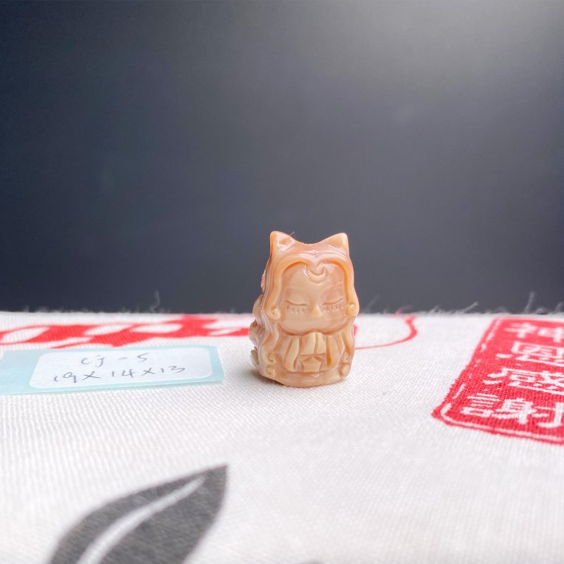 阿拉善 碧玉 九尾狐姬雕刻 DIY手鍊配件 安泰祈願 神恩感謝 - 手鍊/手環 - 水晶 粉紅色