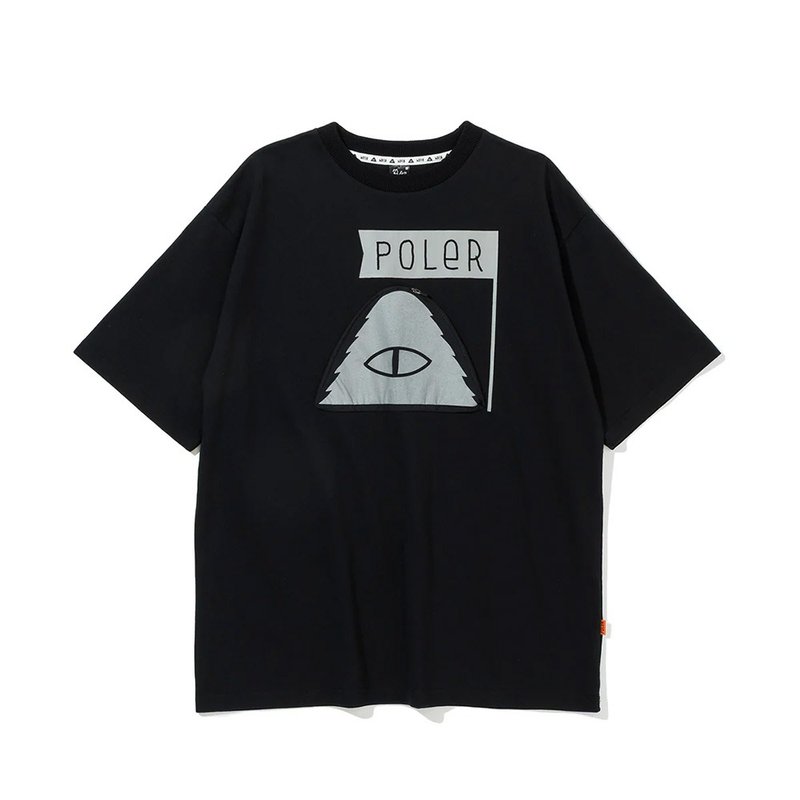 日本限定POLER PRM WASH SUMMIT POCKET TEE 山型眼口袋T恤 / 黑 - 男 T 恤 - 棉．麻 黑色