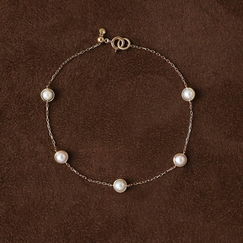 Visel Gemstone Cookie Bracelet-Pearl - Bracelets - Precious Metals Gold