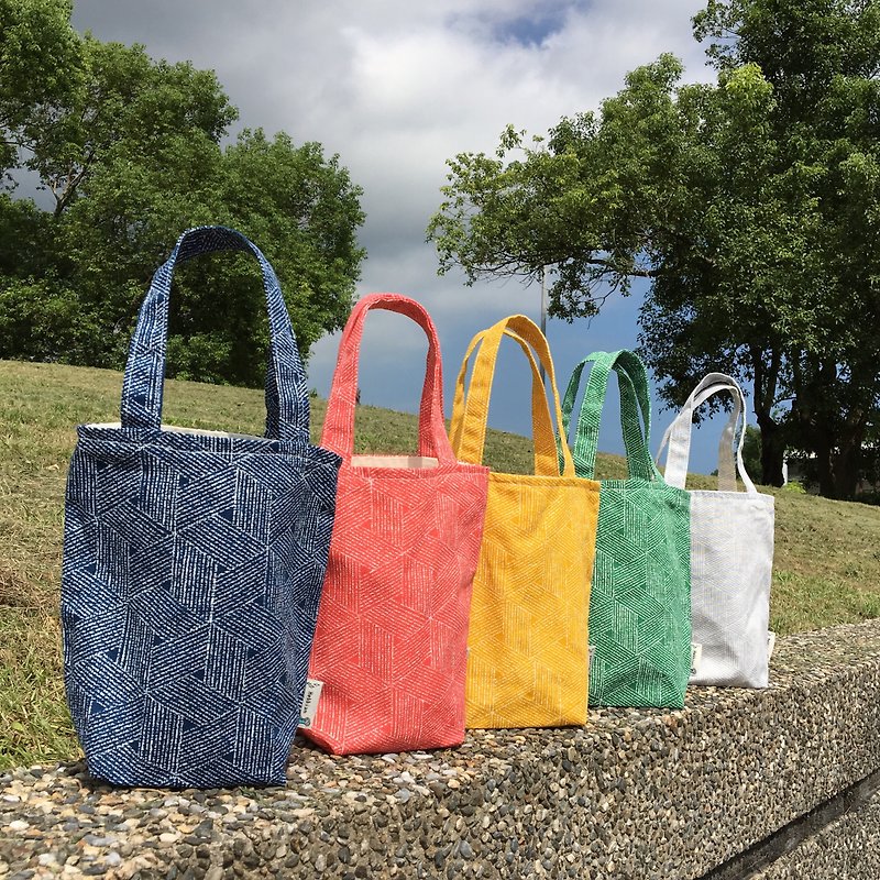 Bamboo basket weaving environmental protection water bottle bag beverage bag - ถุงใส่กระติกนำ้ - ผ้าฝ้าย/ผ้าลินิน สีเทา