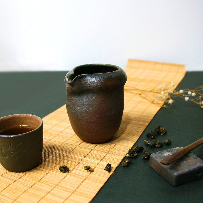 縮口茶海 新彩燒 柴燒陶器 手作作品| 茶具 禮物 收藏 陳威恩作品 - 茶壺/茶杯/茶具 - 陶 咖啡色