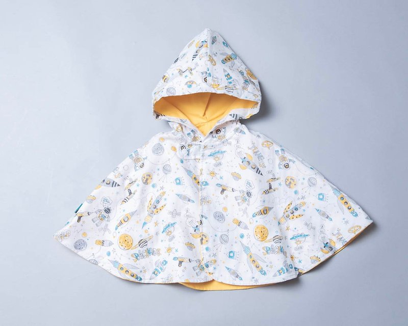 Double-sided cloak - universe travel hand-made non-toxic coat baby children's clothing cloak baby gift box - เสื้อโค้ด - ผ้าฝ้าย/ผ้าลินิน สีน้ำเงิน