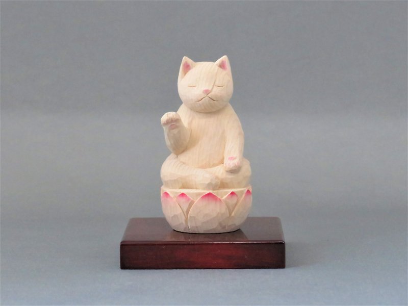 木彫り　阿弥陀猫　猫仏1902 - 人形・フィギュア - 木製 