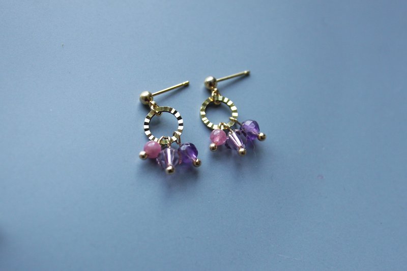 │點點│耳環-紫 - 耳環/耳夾 - 其他金屬 紫色