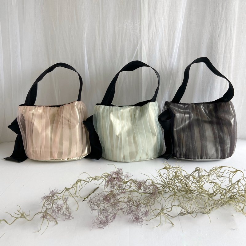 See-through lightweight mini shoulder bag in metallic and tulle - Messenger Bags & Sling Bags - Other Materials Green