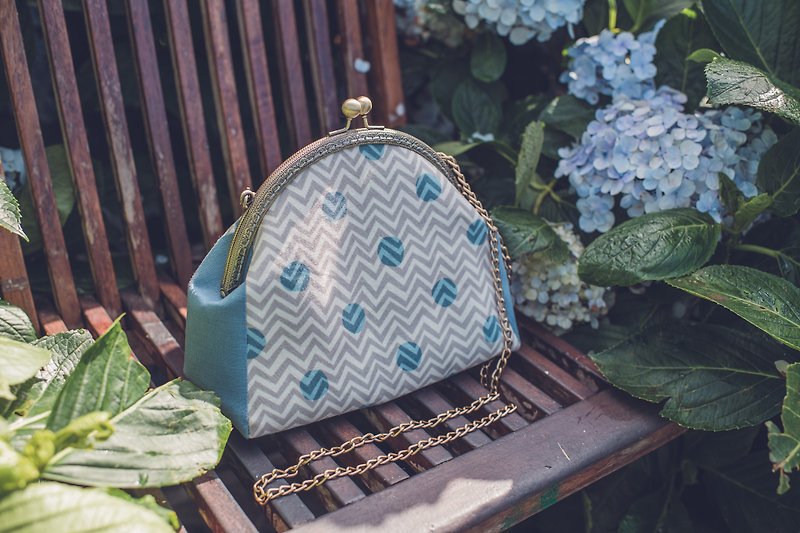[Sparkling] gold bag / side backpack / clutch / storage bag - Messenger Bags & Sling Bags - Cotton & Hemp Blue