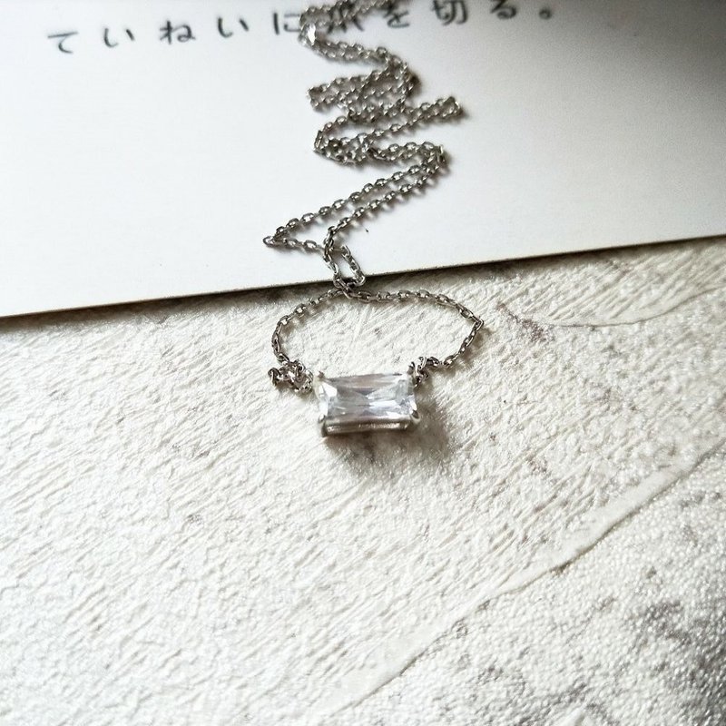 DoriAN 精緻閃耀立體方鑽925純銀項鍊 附純銀保證卡精美禮物包裝 - 項鍊 - 純銀 銀色