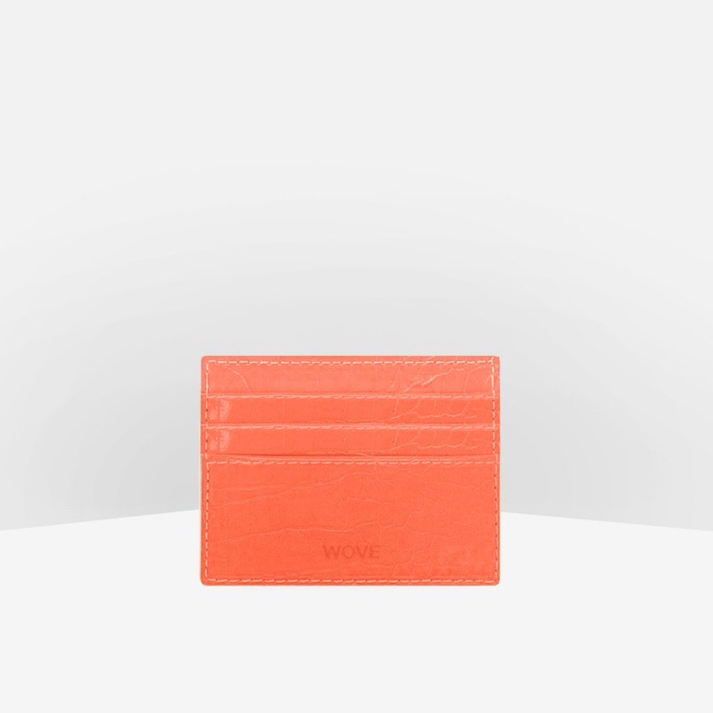 WOVE - Card Holder (Croco Texture) in Papaya - Other - Faux Leather Orange