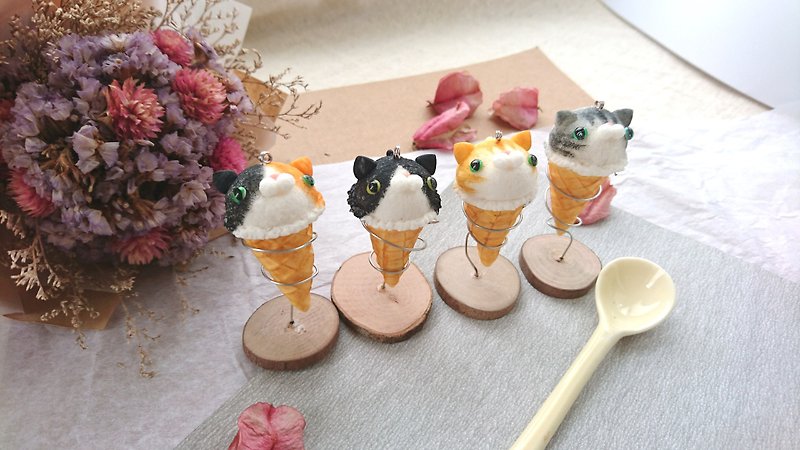 ◆ cat ice cream clay key ring ◆ - ที่ห้อยกุญแจ - ดินเหนียว หลากหลายสี