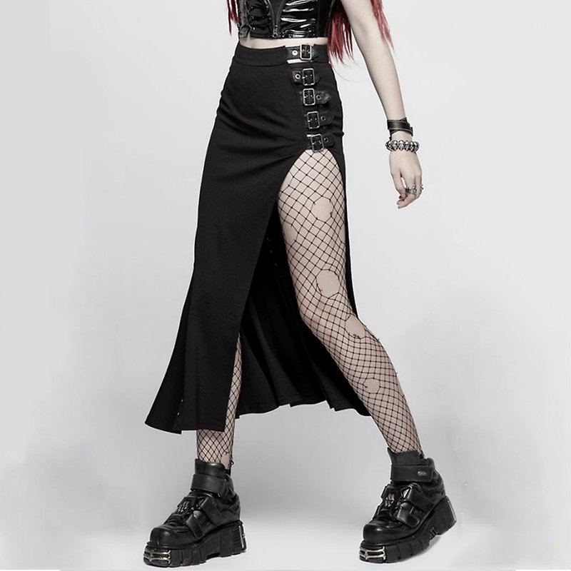 Punk killer slim skirt - กระโปรง - วัสดุอื่นๆ สีดำ