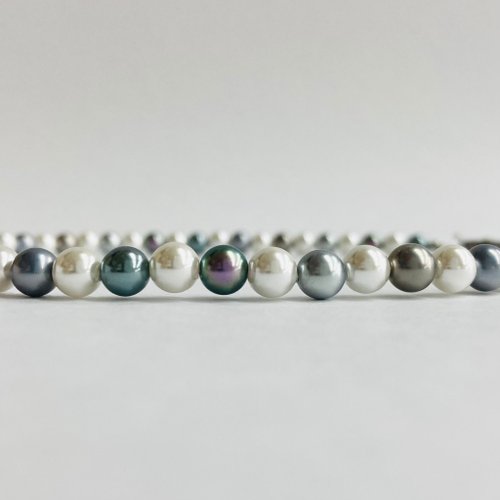 ガラスパールマルチカラーネックレス/6mm約42cm/NO.11/made in