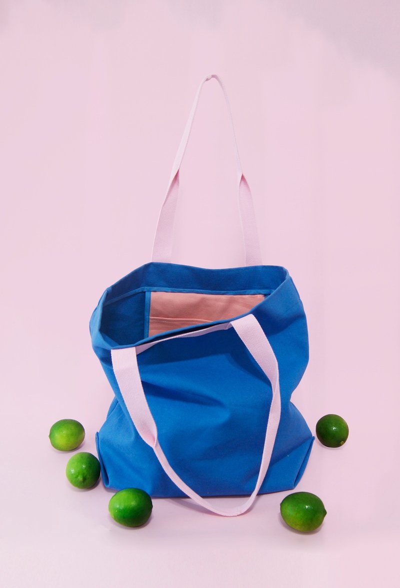 Daily Bag-蔚藍 帆布包 - 側背包/斜背包 - 棉．麻 藍色