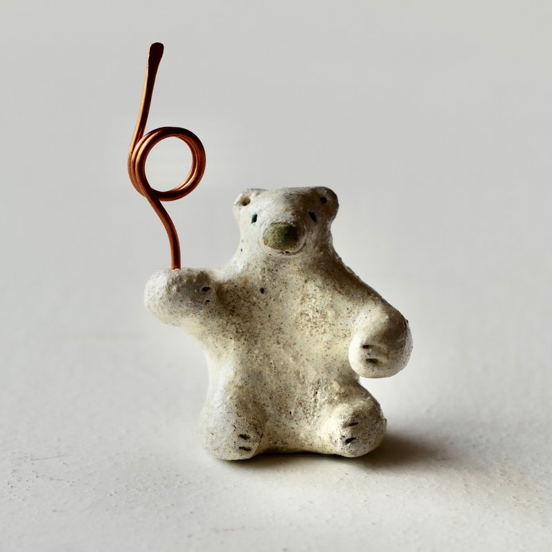 Message bear  Memo stand - Card Stands - Pottery White