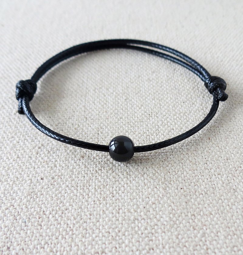 Fashion [lucky stone] black tourmaline Korea wax bracelet *** anti-villain - Bracelets - Gemstone Black