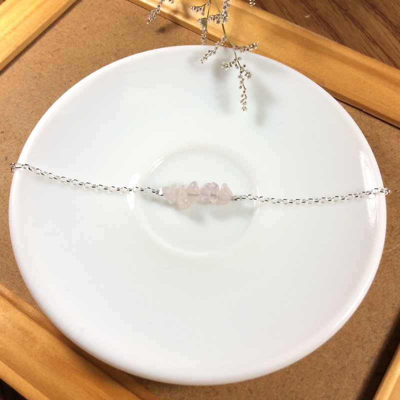 Ops  Rose quartz  Birth stone Friendship Personalized bracelet - Bracelets - Gemstone Pink