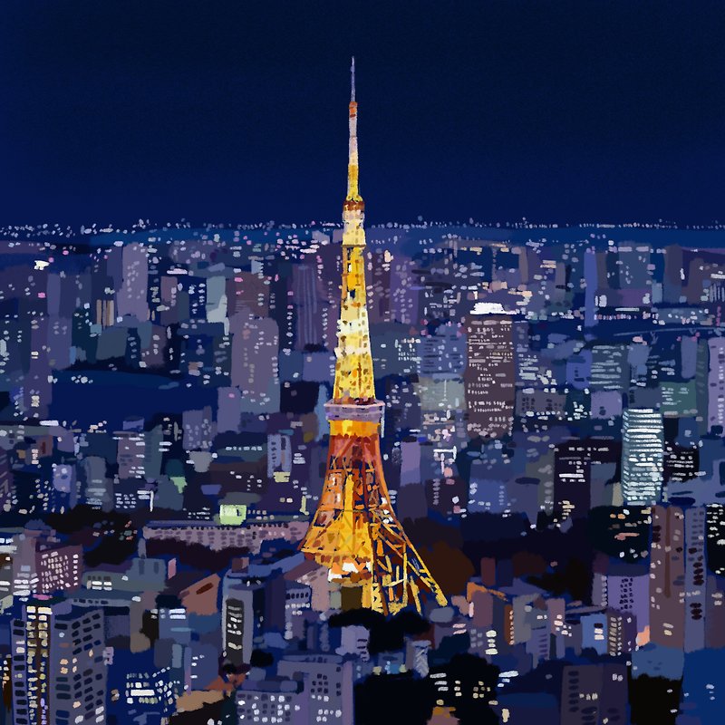 【東京】世界風景 數位版畫 - 海報/掛畫/掛布 - 紙 黑色