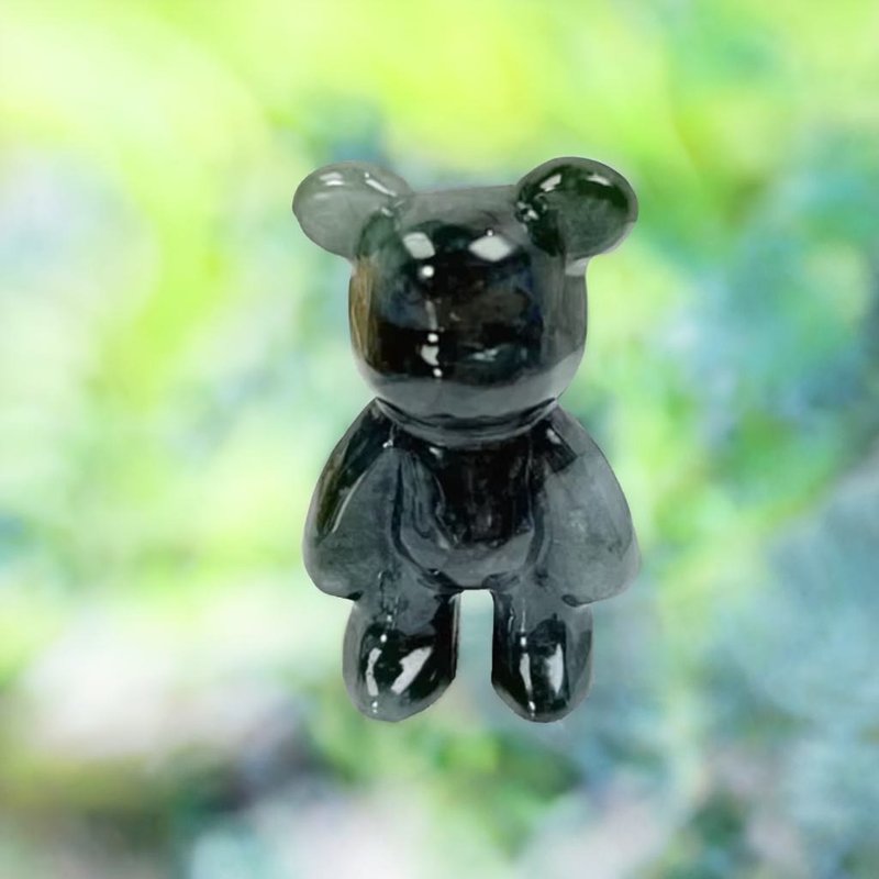 【熊熊玉見你】烏雞飄花翡翠小熊擺飾|天然緬甸玉翡翠A貨|送禮 - 其他 - 玉石 黑色