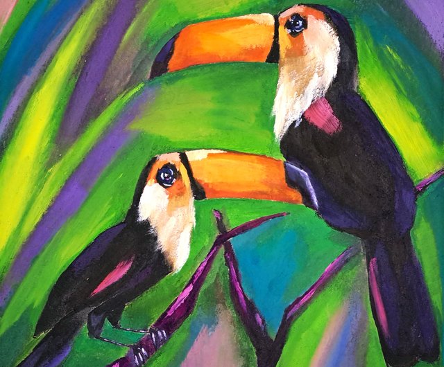 Bird, Toucan, Painting, Colorful