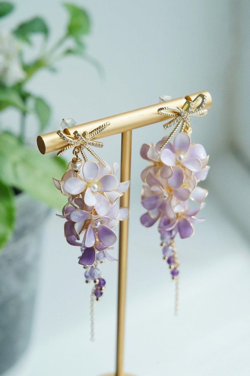 Hyacinth•Pink-Purple-Handmade resin earrings jewelry gifts - Earrings & Clip-ons - Resin Purple