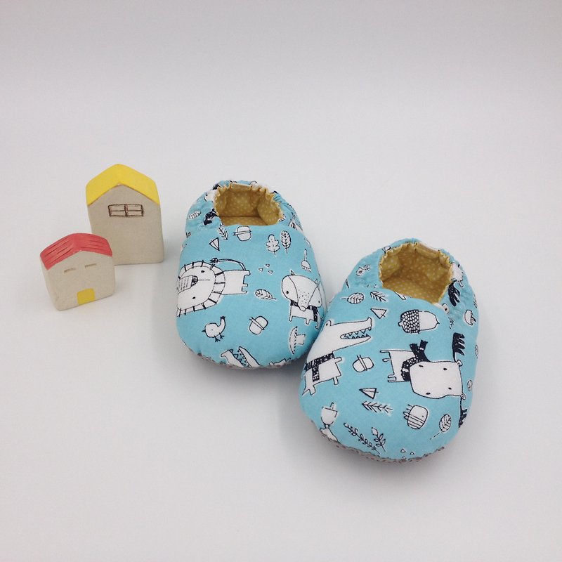 Scarf animal blue bottom-toddler shoes/baby shoes/baby shoes - Baby Shoes - Cotton & Hemp Blue