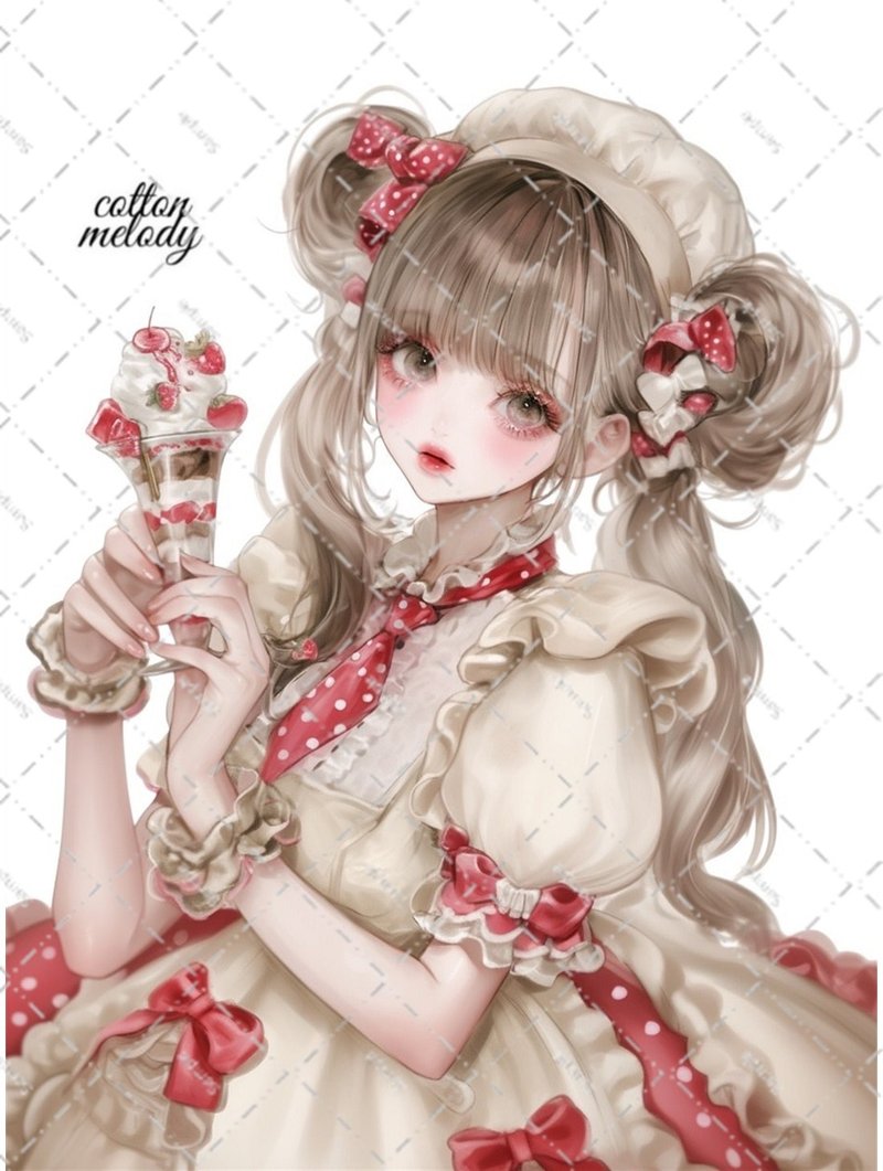 【限定】original sticker no.PM81 // nene様コラボ Patisserie Melody人物ステッカー cottonmelody - 貼紙 - 紙 