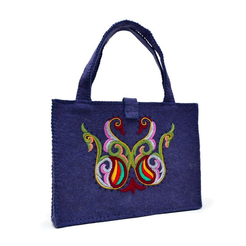 [Kyrgyz] wool felt square handbag (2 colors in total) - Handbags & Totes - Wool Multicolor