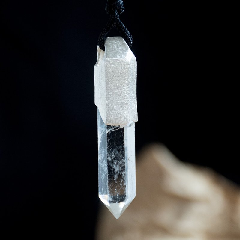 原創手作  白水晶柱吊墜 - 吊飾/掛飾 - 水晶 銀色