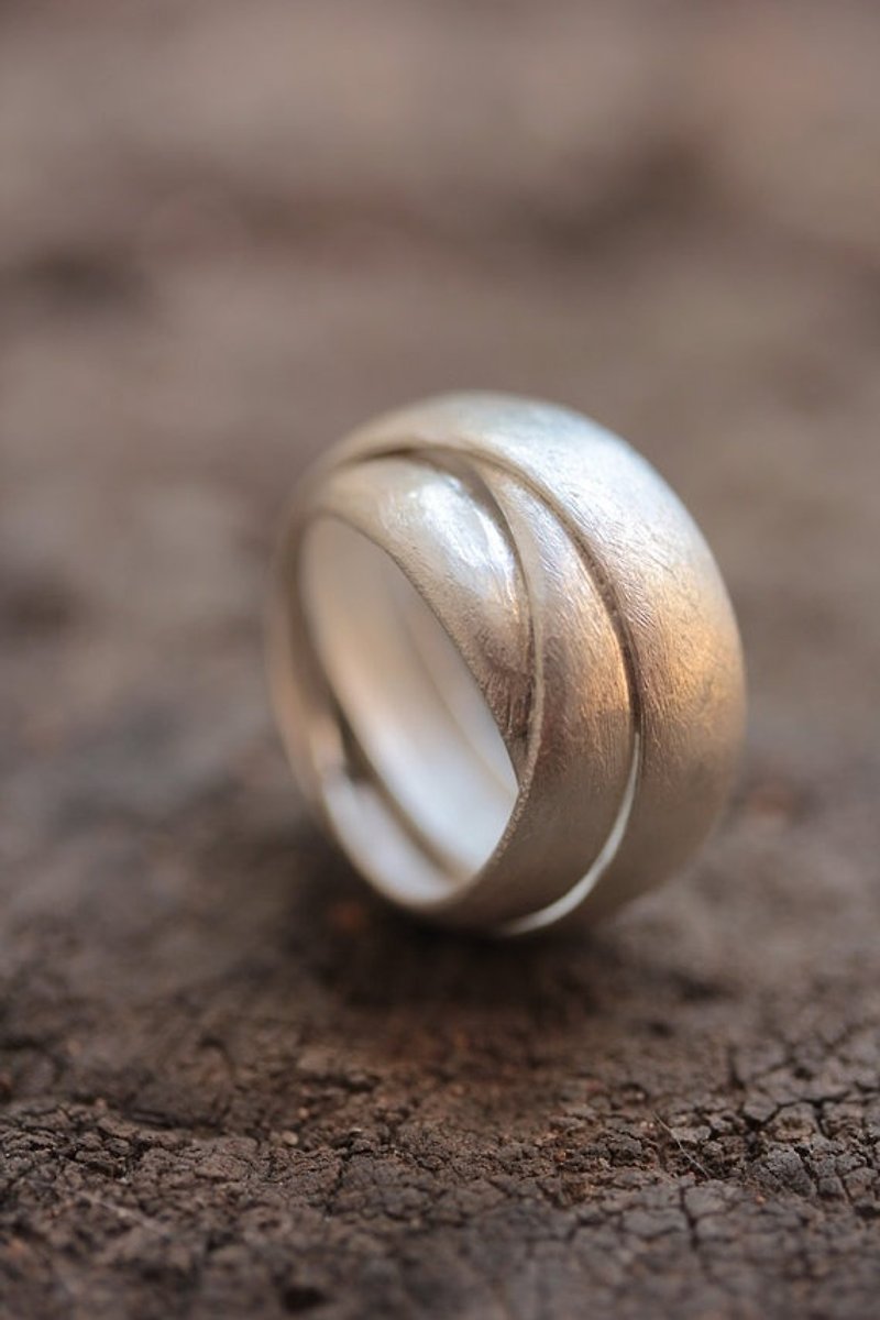 Handmade triple-band turban silver ring size 7 (R0030) - แหวนทั่วไป - โลหะ สีเงิน