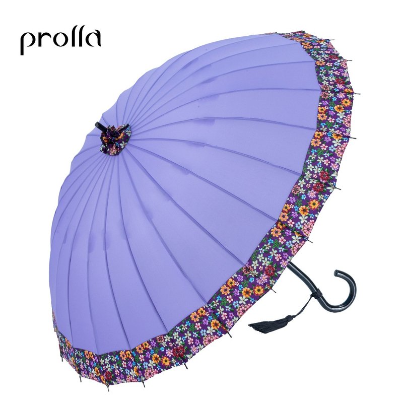 Prolla Retro Round Tonghua Straight Umbrella Special Umbrella Stand Hakka Tonghua Anti-UV Windproof Umbrella - ร่ม - วัสดุกันนำ้ สีแดง