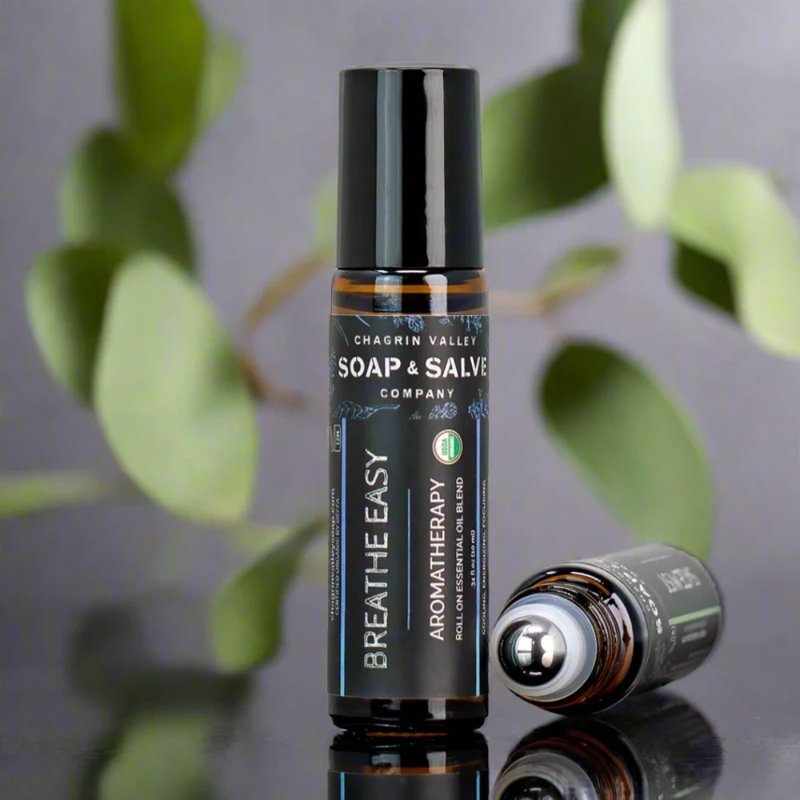 有機精油滾珠瓶 10mL/清爽晨風/桉樹/薄荷/茶樹/香 - 潤膚露/按摩油 - 精油 藍色