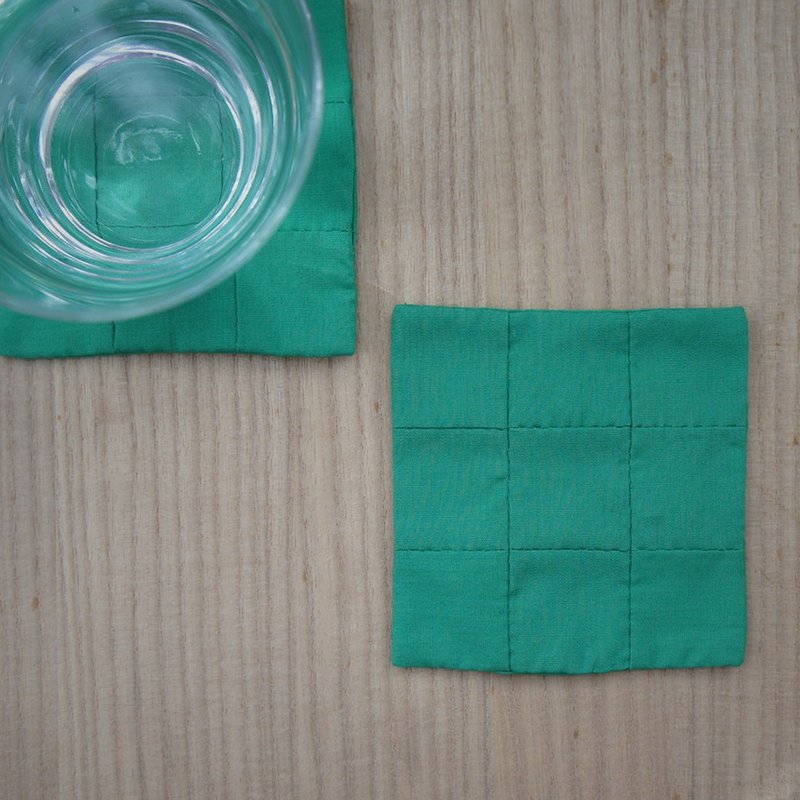 Handmade coaster "SQUARE 四角" green - 杯墊 - 棉．麻 綠色