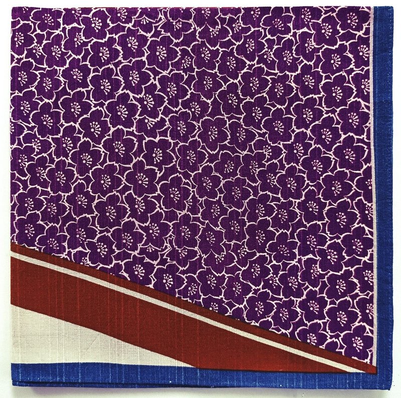 Bamboo and Cherry Blossom Pattern Philosophy of Mindful, Mottainai - 手帕 - 棉．麻 紫色